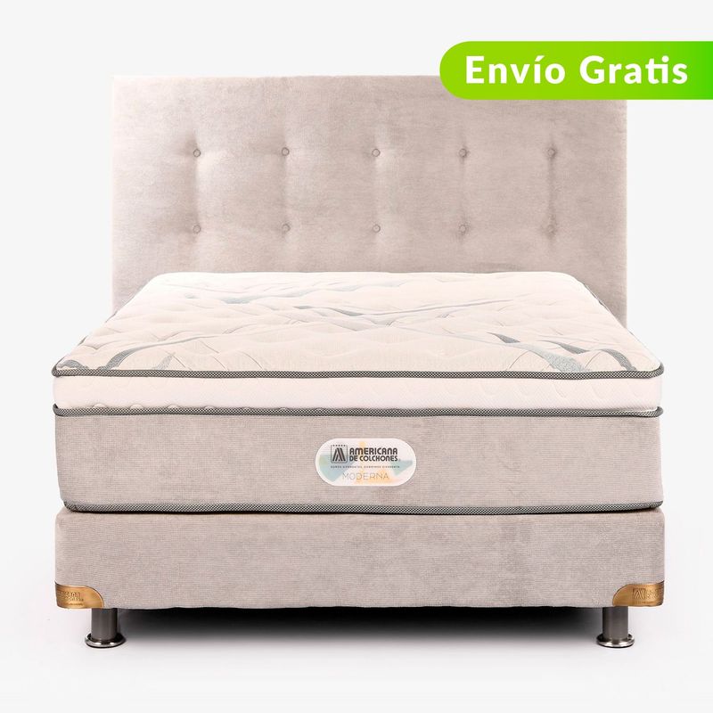 AMERICANA DE COLCHONES - Colchón con Base Cama Queen Firmeza Media Ortopédico Resortado con Pillow Best Dream 160 x 190 cm Americana de Colchones - 0% Interés a 3 Cuotas Pagando con tu CMR Banco Falabella