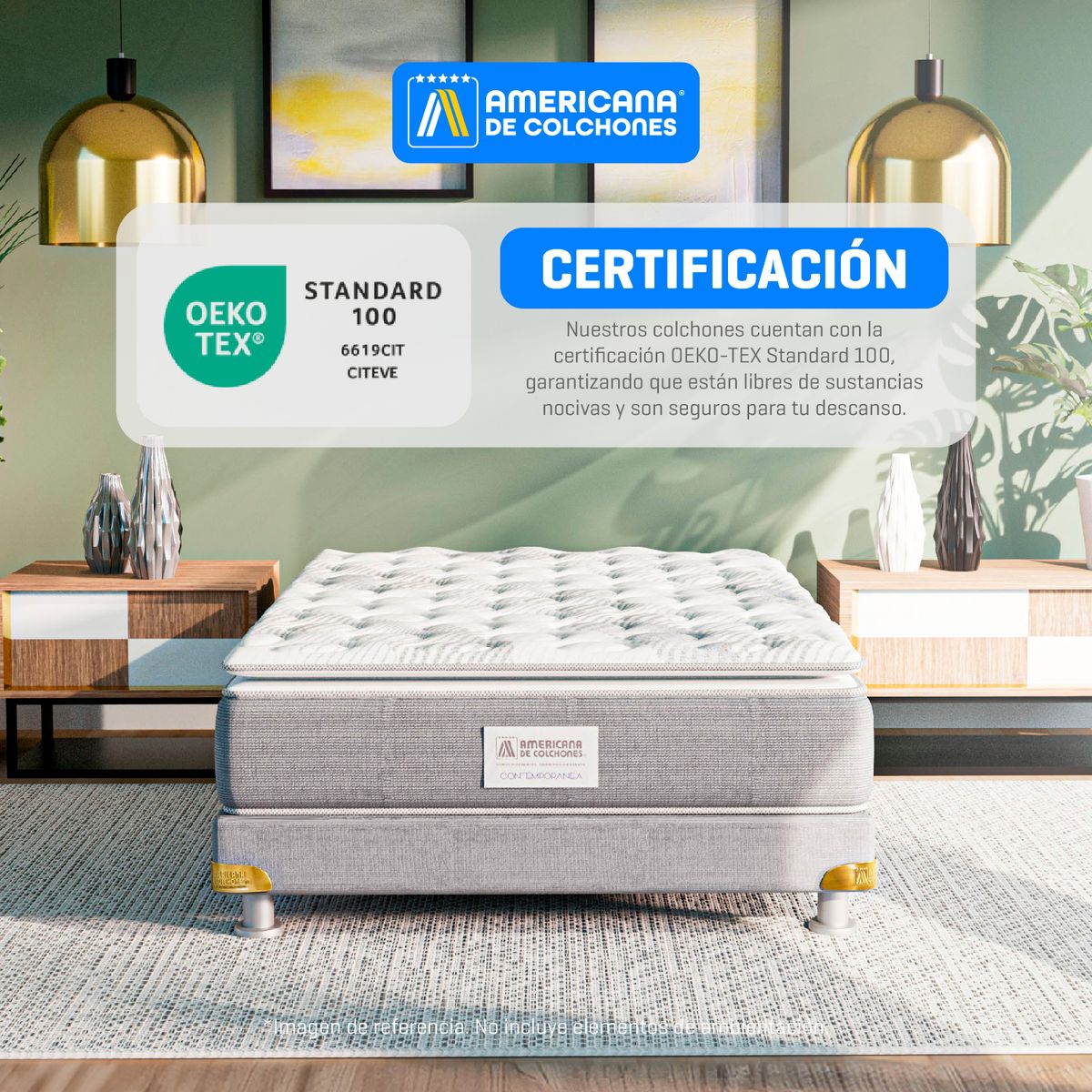 AMERICANA DE COLCHONES - Colchón Queen Firmeza Media Ortopédico Resortado con Pillow American Class 160 x 190 cm + Almohada Americana de Colchones