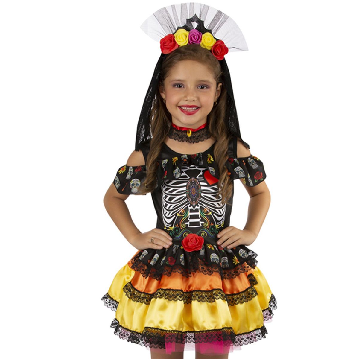 FANTASTIC NIGHT - Disfraz para niña catrina mexicana fantasía