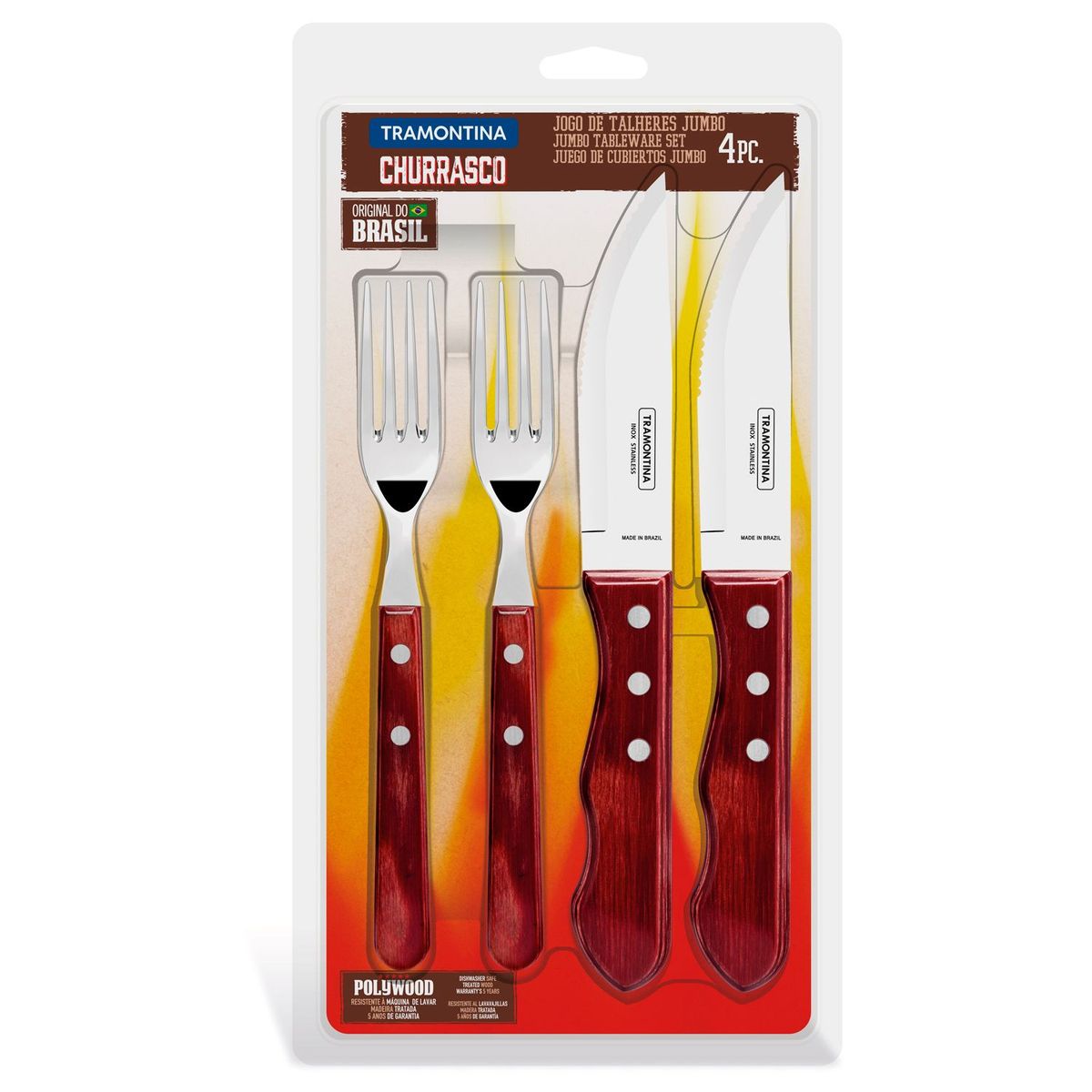 TRAMONTINA - Juego Asado 4 Piezas Churrasco