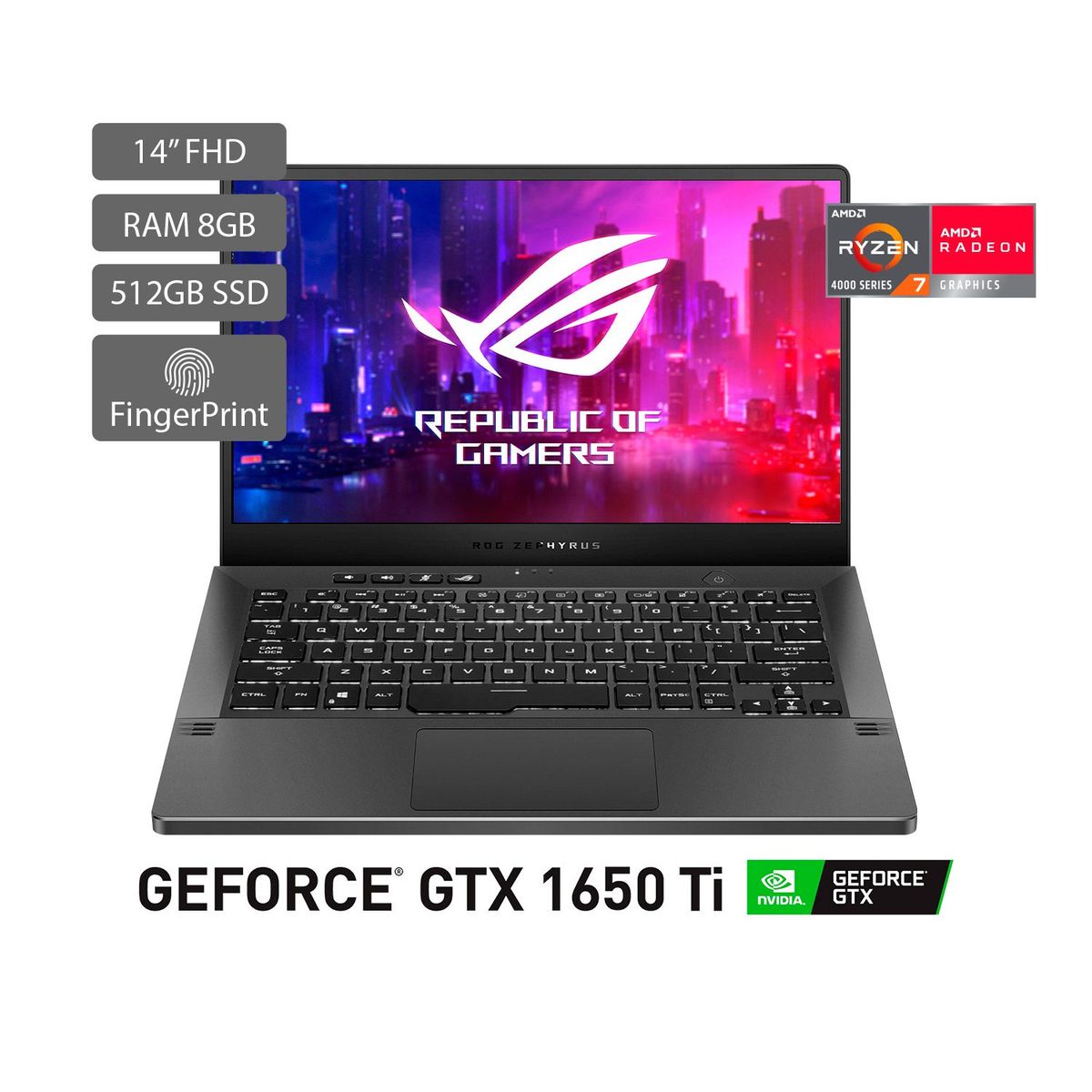 ASUS - PC Gamer Asus ROG Zephyrus G14 GA401 14 pulgadas AMD RYZEN R7 8GB 512GB