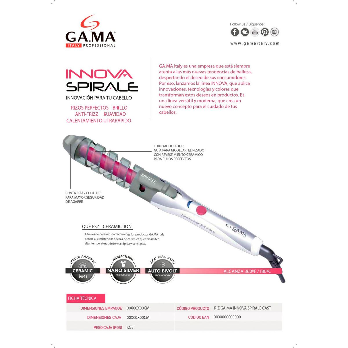 GAMA - Rizador de Pelo Gama Innova Spirale