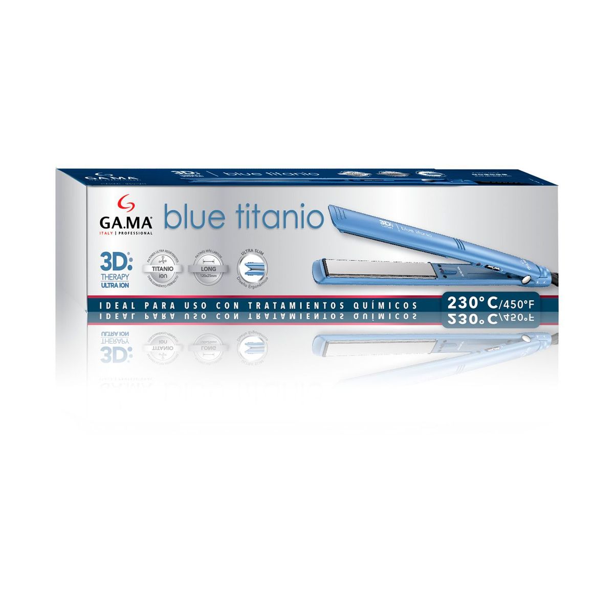 GAMA - Plancha para cabello Gama Elegance Blu Titanio 3D, plancha alisadora para el pelo con placas en titanio