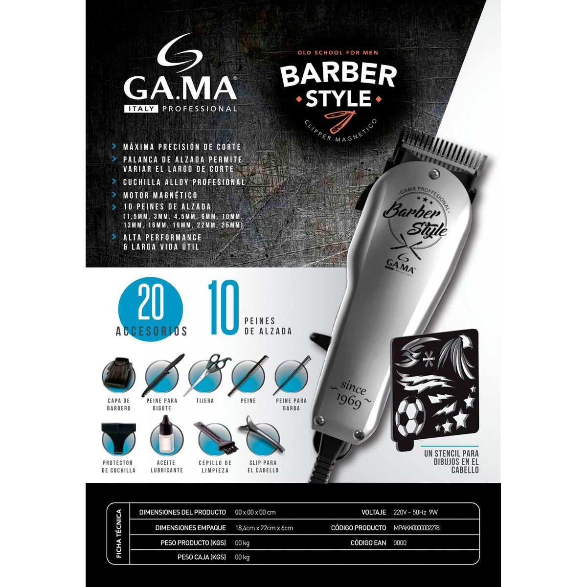 GAMA - Cortapelo Clipper 593 Barber Style Gama