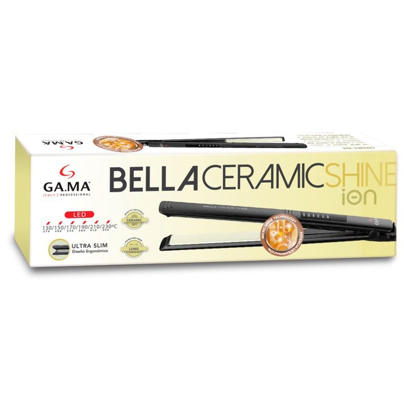GAMA - Plancha para cabello Gama Elegance Led Bella Shine, plancha alisadora para el pelo con placas en cerámica