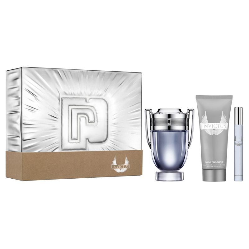 RABANNE - Set de Perfumería Paco Rabanne Invictus EDT 100 ml + Showe Gel 100 ml + Spritzer 10 ml Hombre