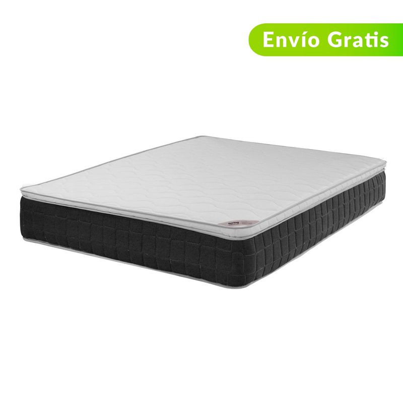 COLCHONES SPRING - Colchón con Base Cama Doble Firmeza Media Ortopédico con Pillow Resortado Orx Vital 140 x 190 cm Colchones Spring