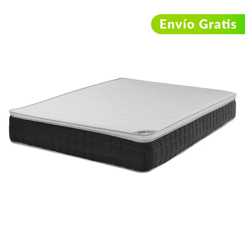COLCHONES SPRING - Colchón Semidoble Firmeza Media Ortopédico con Pillow Resortado Orx Vital 120 x 190 cm + Almohada + Protector Colchones Spring