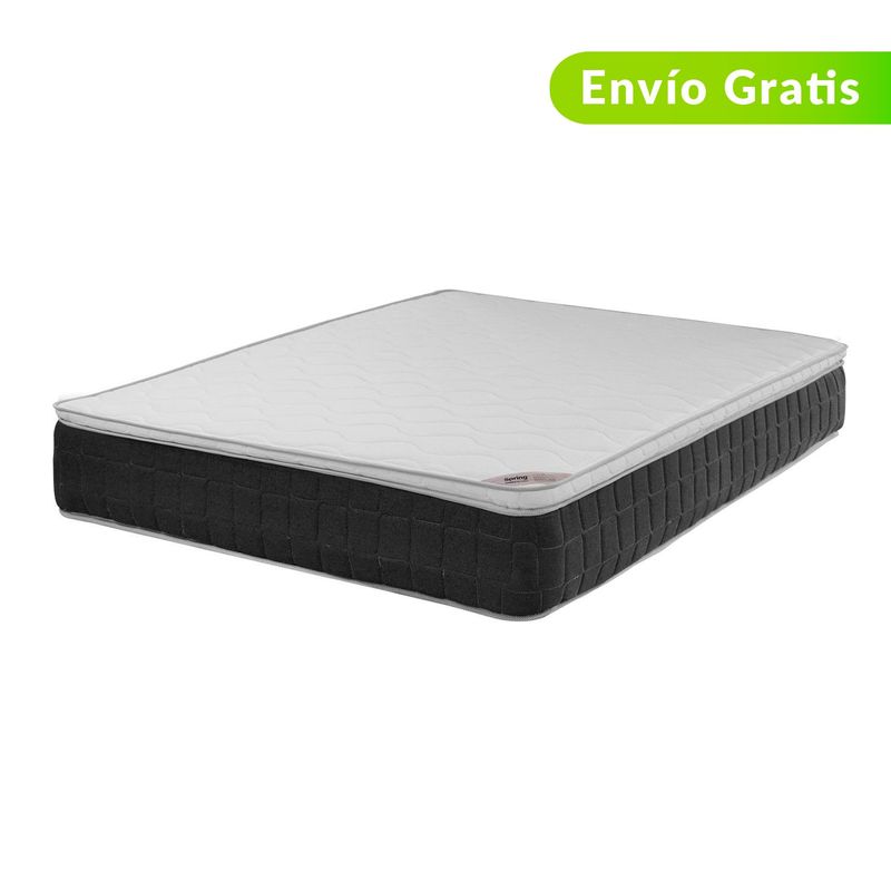 COLCHONES SPRING - Colchón Doble Firmeza Media Ortopédico con Pillow Resortado Orx Vital 140 x 190 cm + Almohada + Protector Colchones Spring