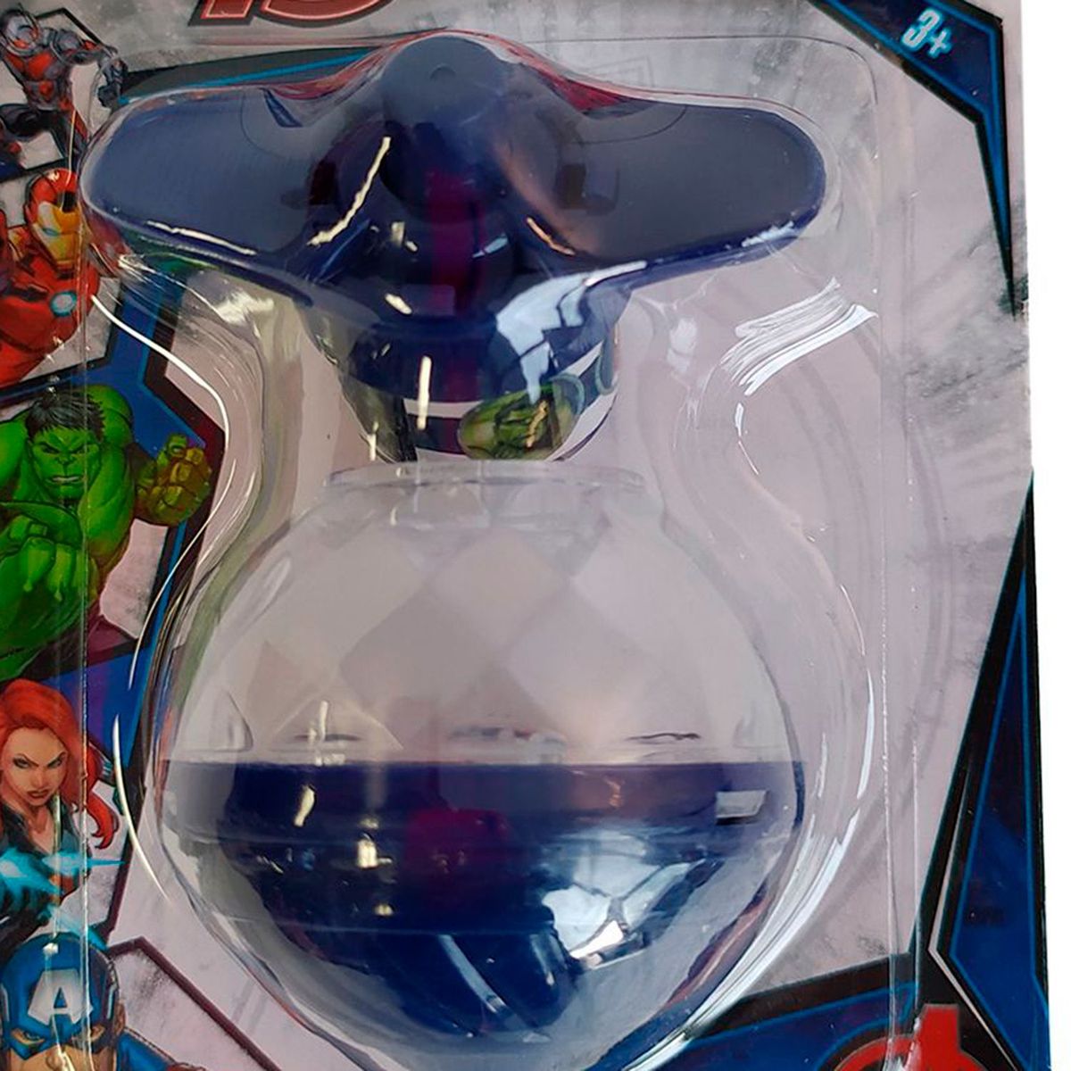 MARVEL - Juguete Electrónico Marvel Trompo Avengers con Luz Azul