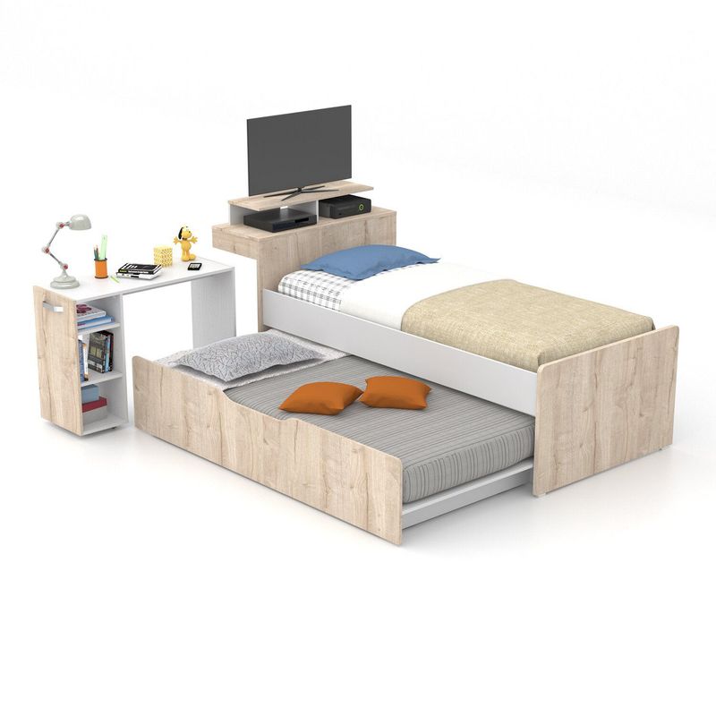 MADERKIT - Combo cama nido con escritorio duna blanco