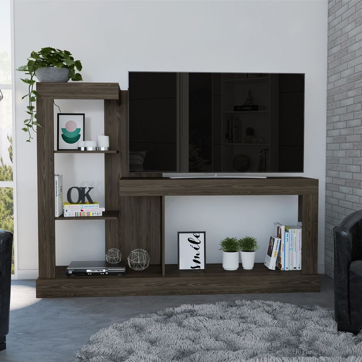 RTA DESIGN - Centro de Entretenimiento de 180 x 133.7 x 41.5 cm, Mueble de TV Moderno para Televisor de 55 Pulgadas,  RTA Muebles.