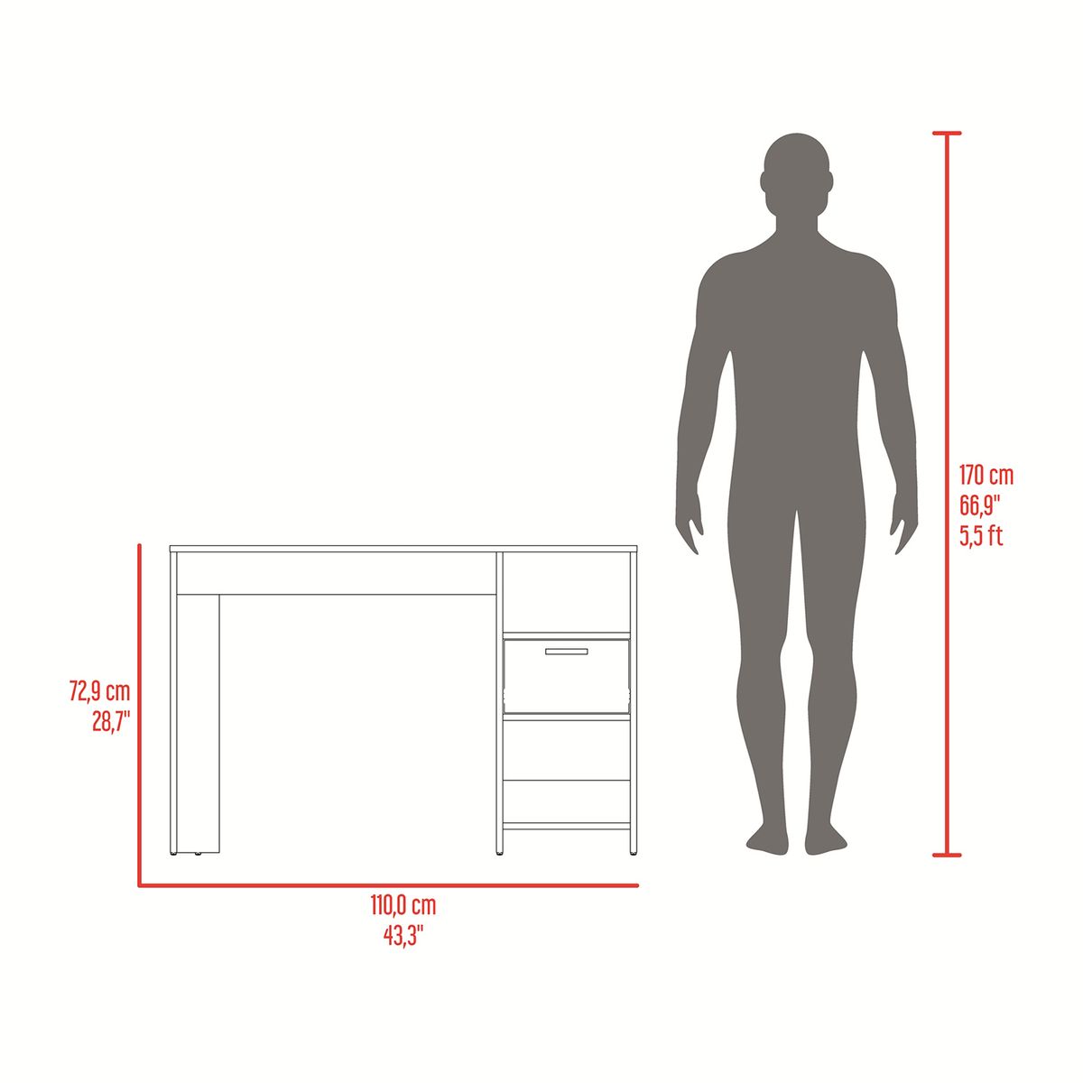 RTA DESIGN - Escritorio Omma  Positano   73 x 110 x 43.3 cm  RTA Design