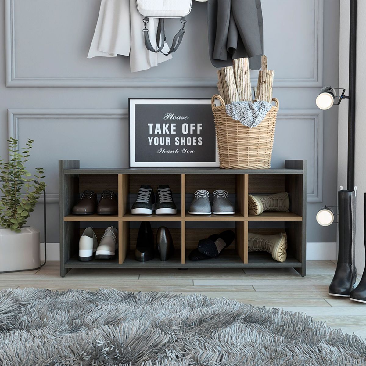 RTA DESIGN - Organizador De Zapatos/Recibidor Z101 Carbón+Gales RTA