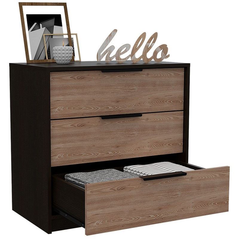 RTA DESIGN - Cómoda 3 Cajones Kaia Wengue y Miel - Mueble