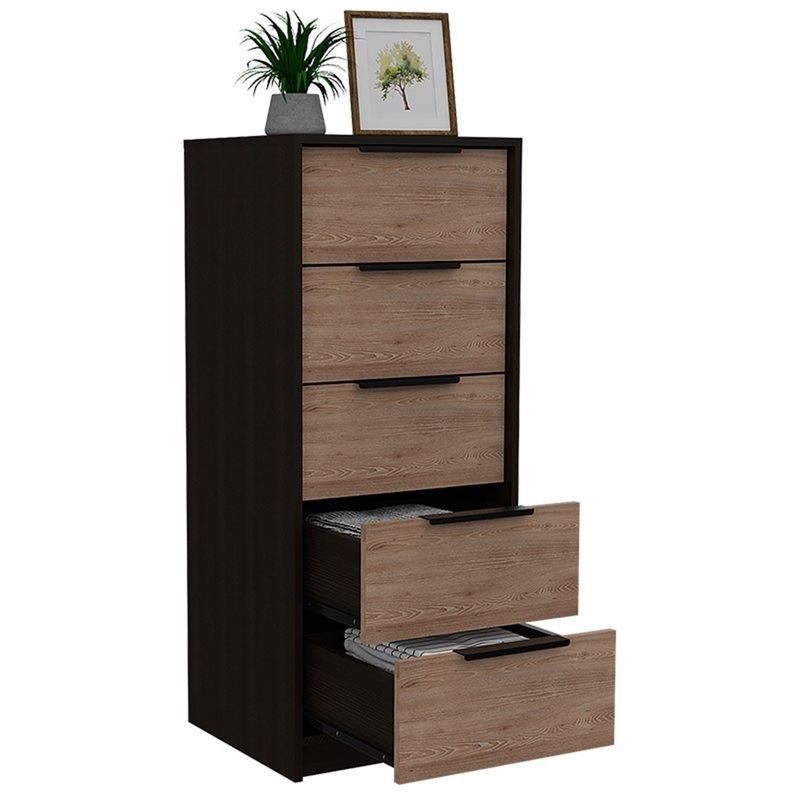 RTA DESIGN - Cómoda 5 Cajones Kaia Wengue y Miel - Mueble