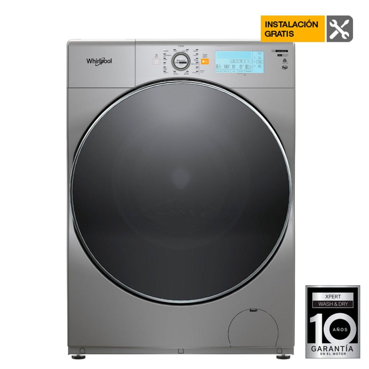 WHIRLPOOL - Lavadora Secadora Whirlpool Eléctrica 10.1 kg 7MWFC5090KC