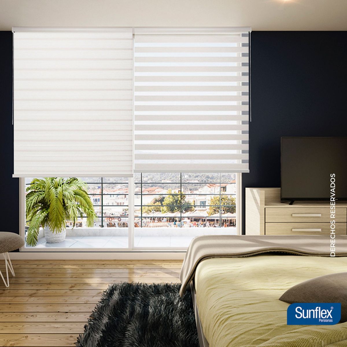 SUNFLEX - Cortina Roller Duo Arena 200 cm x 230 cm. Cortina Enrollable: Cortina para sala, Cortina para estudio, Cortina para alcoba