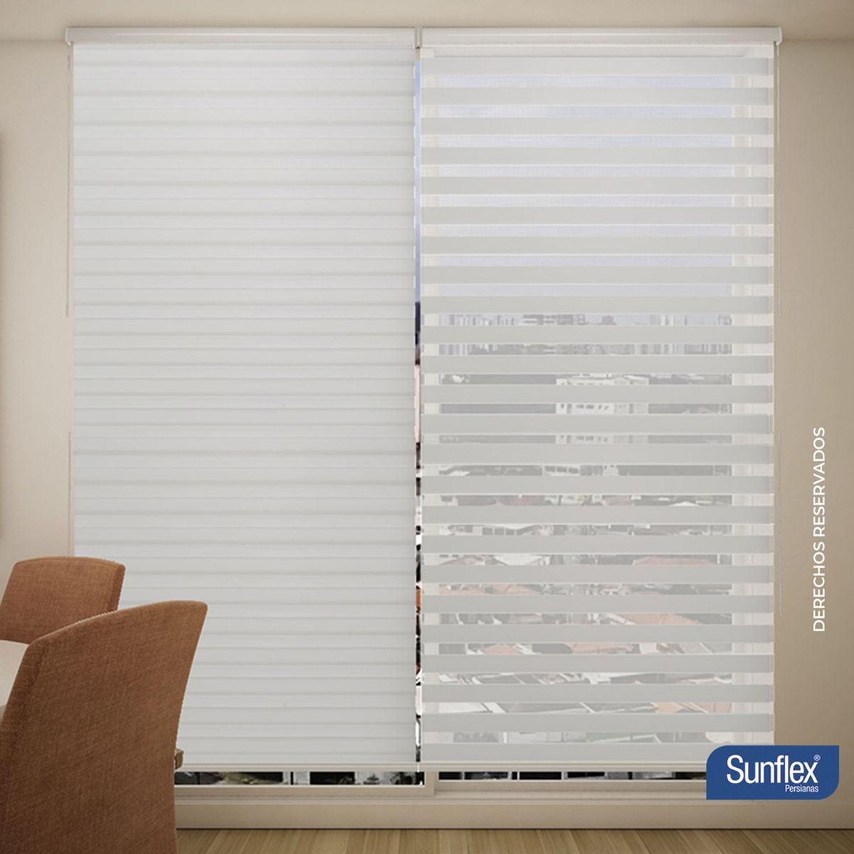 SUNFLEX - Cortina Roller Duo Alabaster 160 cm x 180 cm. Cortina Enrollable: Cortina para sala, Cortina para estudio, Cortina para alcoba