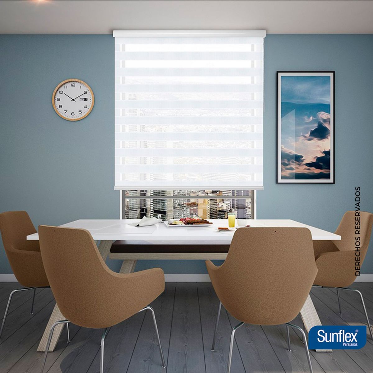SUNFLEX - Cortina Roller Duo Poliéster 160 cm x 180 cm. Cortina Enrollable: Cortina para sala, Cortina para estudio, Cortina para alcoba