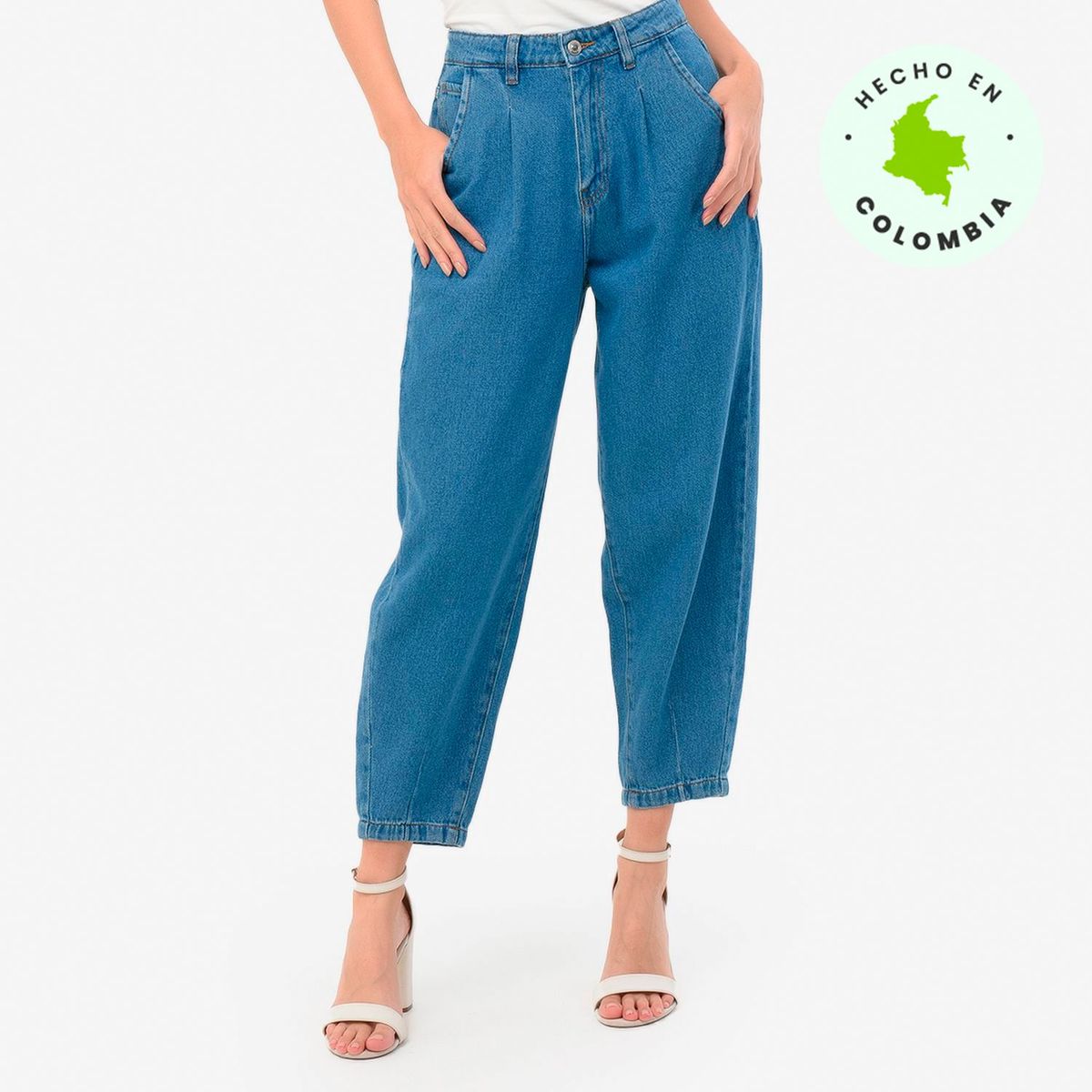 BASEMENT - Jean Algodón Mujer Paper Bag Alto Basement