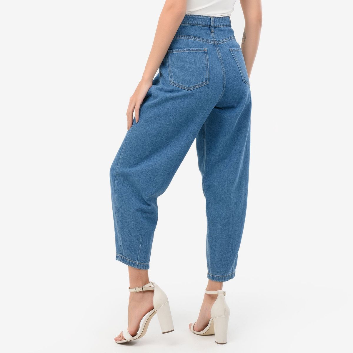 BASEMENT - Jean Algodón Mujer Paper Bag Alto Basement