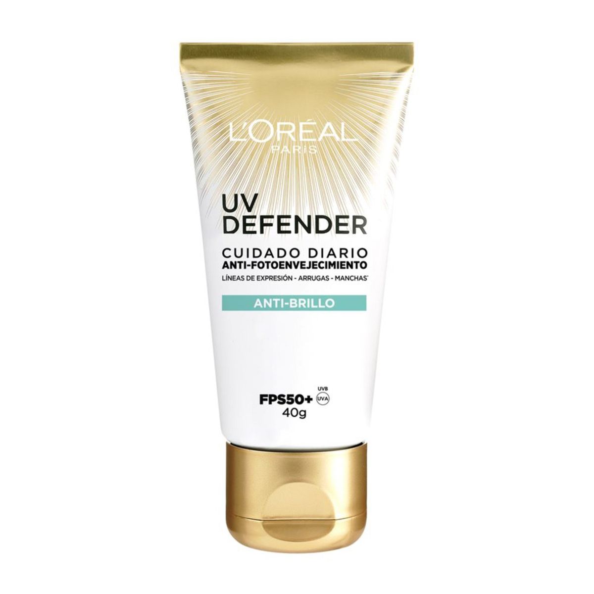 LOREAL PARIS - Bloqueador Protector Solar UV Defender Antibrillo en Crema Loreal 40 g