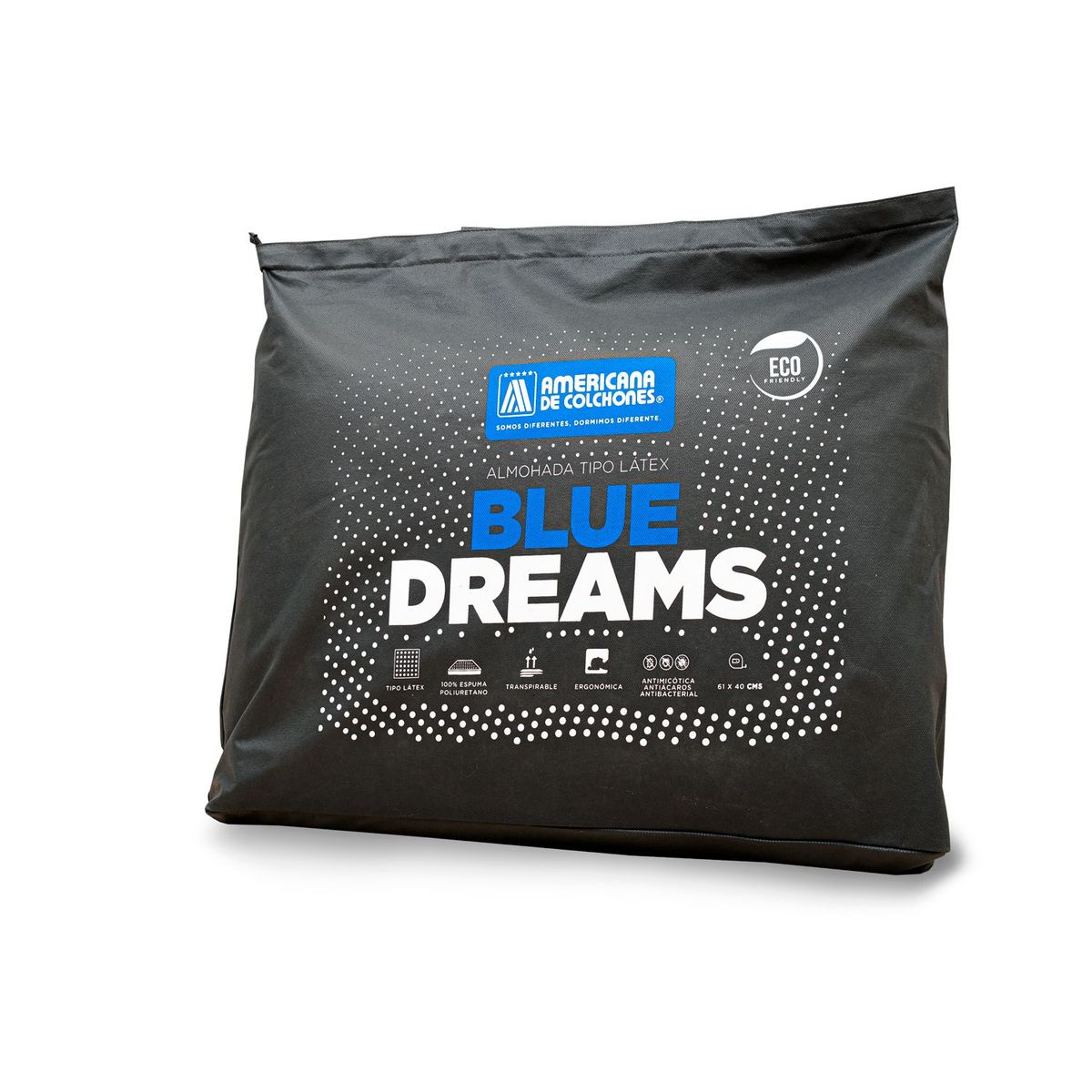 AMERICANA - Almohada de Microfibra, Firmeza Suave 40 X 61 cm Americana de Colchones Eco Blue