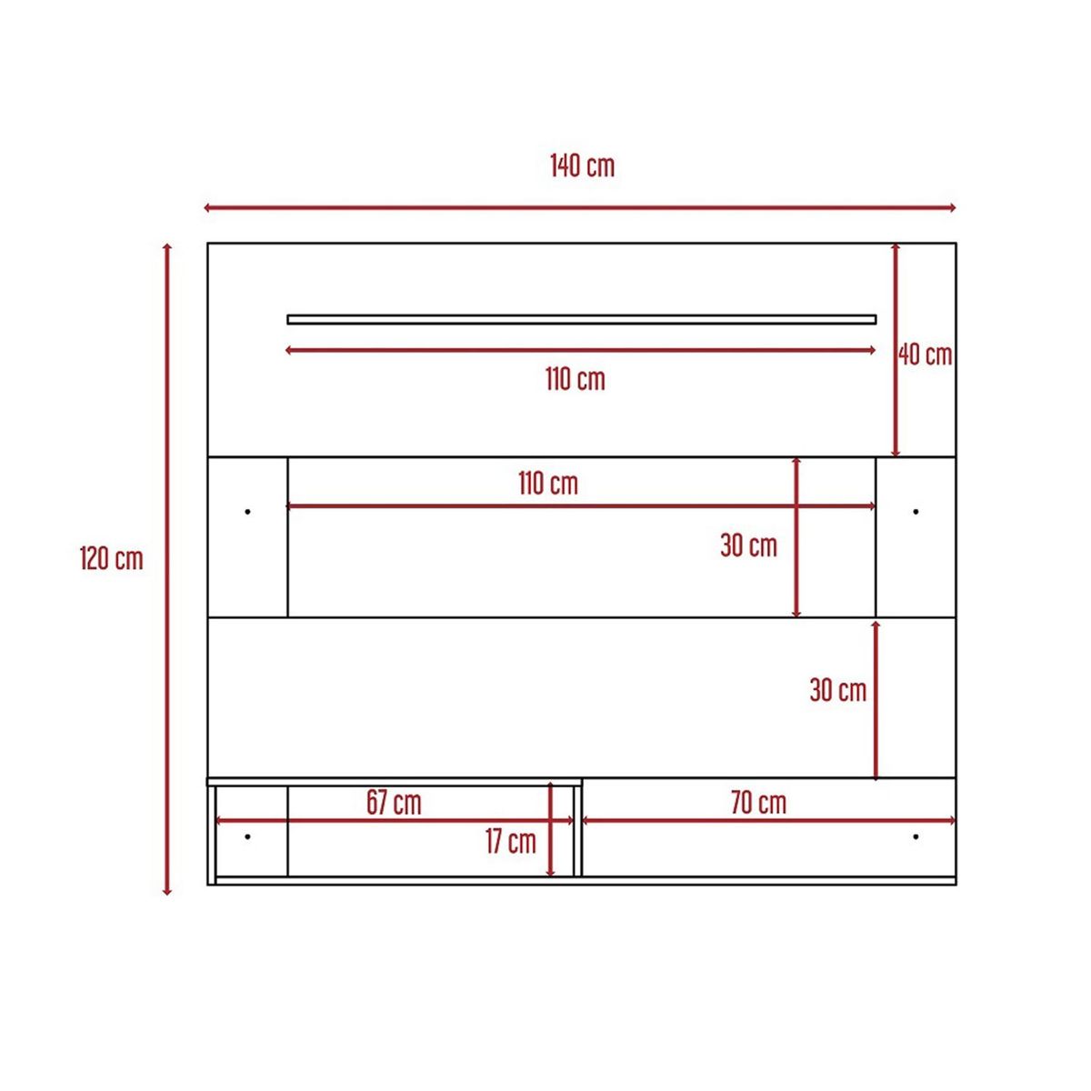 RTA DESIGN - Panel para TV Moderno de 140 x 120 x 315 cm para Televisores de Hasta 60 Pulgadas, RTA Muebles