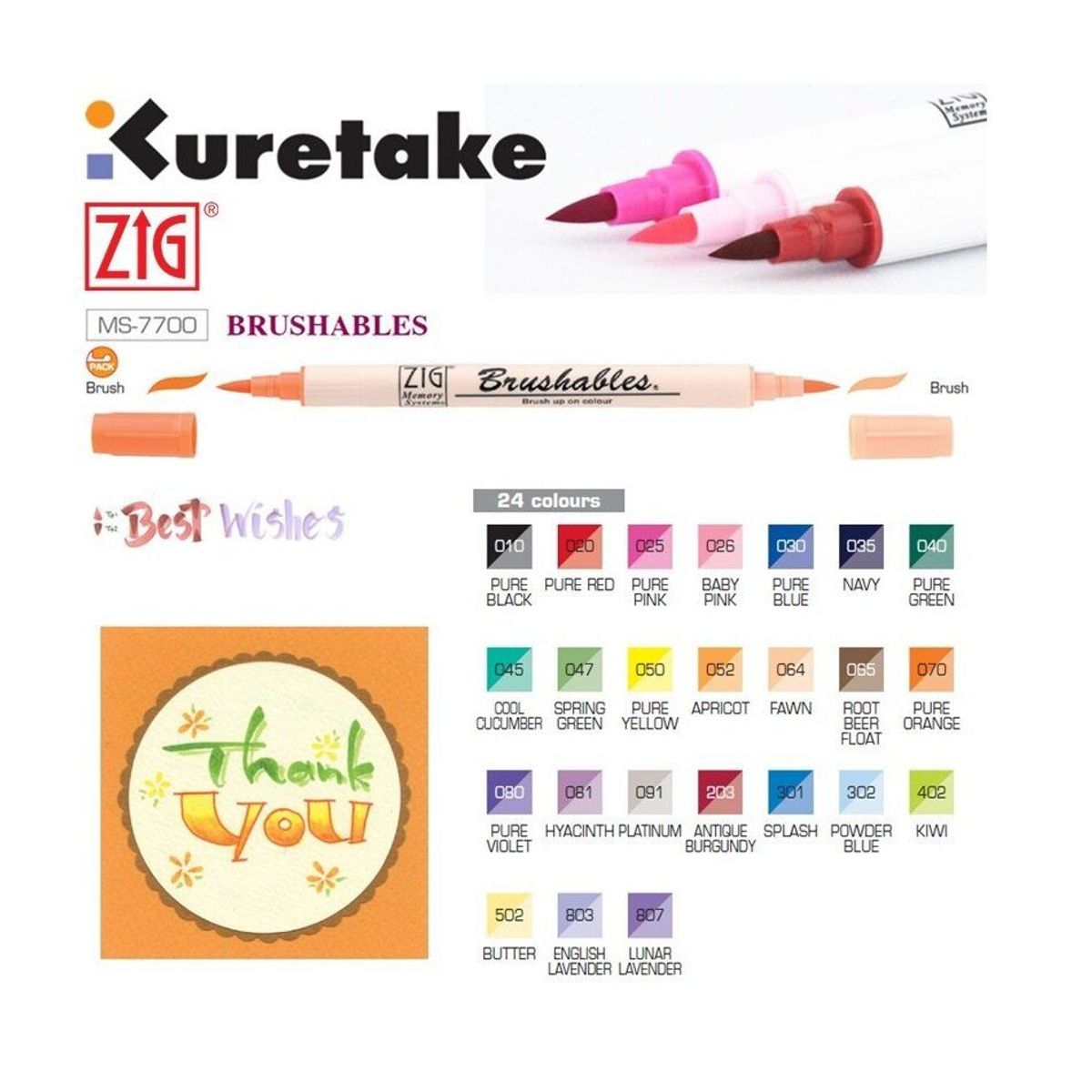  - Marcadores ZIG Brushables x 4 Unidades