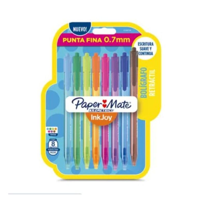 PAPER MATE - Set De Bolígrafo De Colores Paper Mate Punta fina Tx8