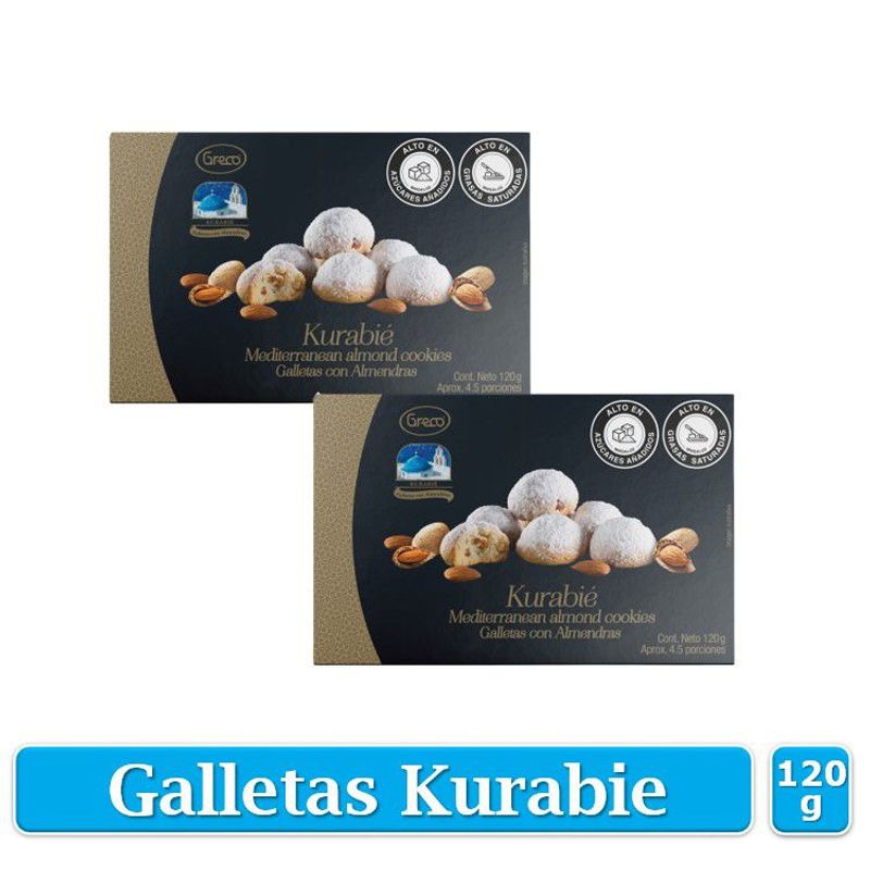 GRECO - Galletas navideñas con trozos de almendras kurabie 120gr x2uds