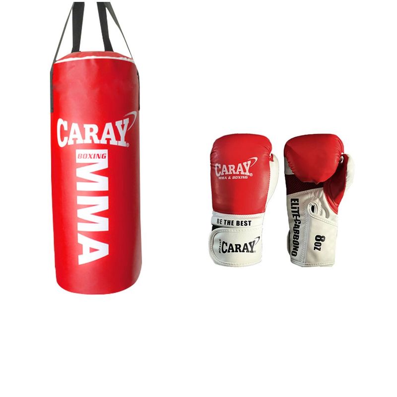 CARAY - KIT SCUDERIA SACO DE BOXEO UNISEX 70 CMS X 25 CMS + GUANTES DE BOXEO ELITE