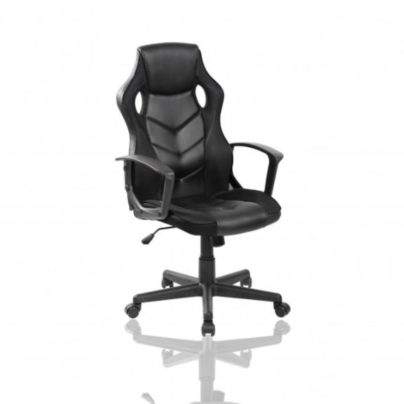 AKIVOY - Silla Gamer Rocker Para Oficina en Cuero Acolchada Giratoria Negra