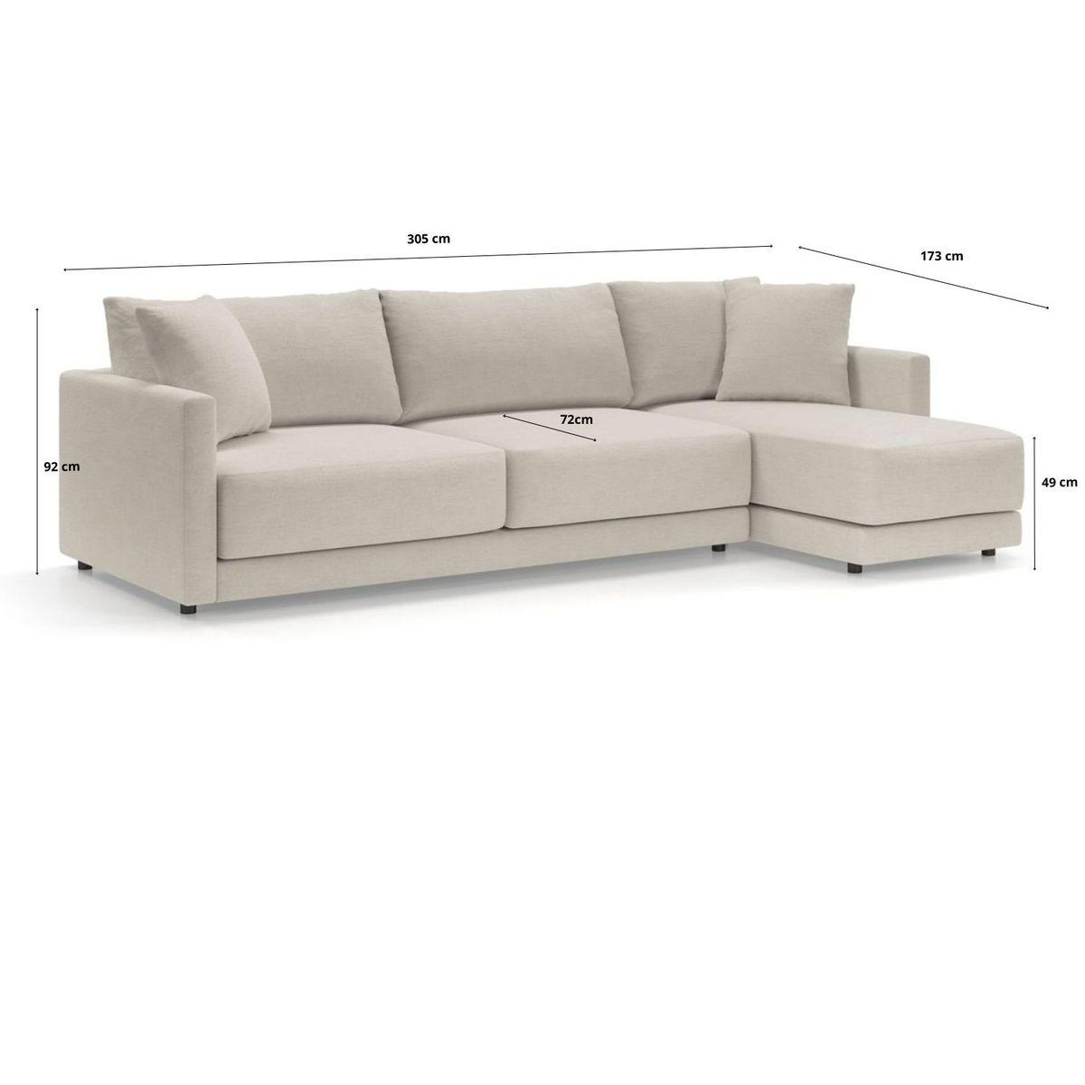 CRATE & BARREL - Sofá en L Gather Derecho en Chenille