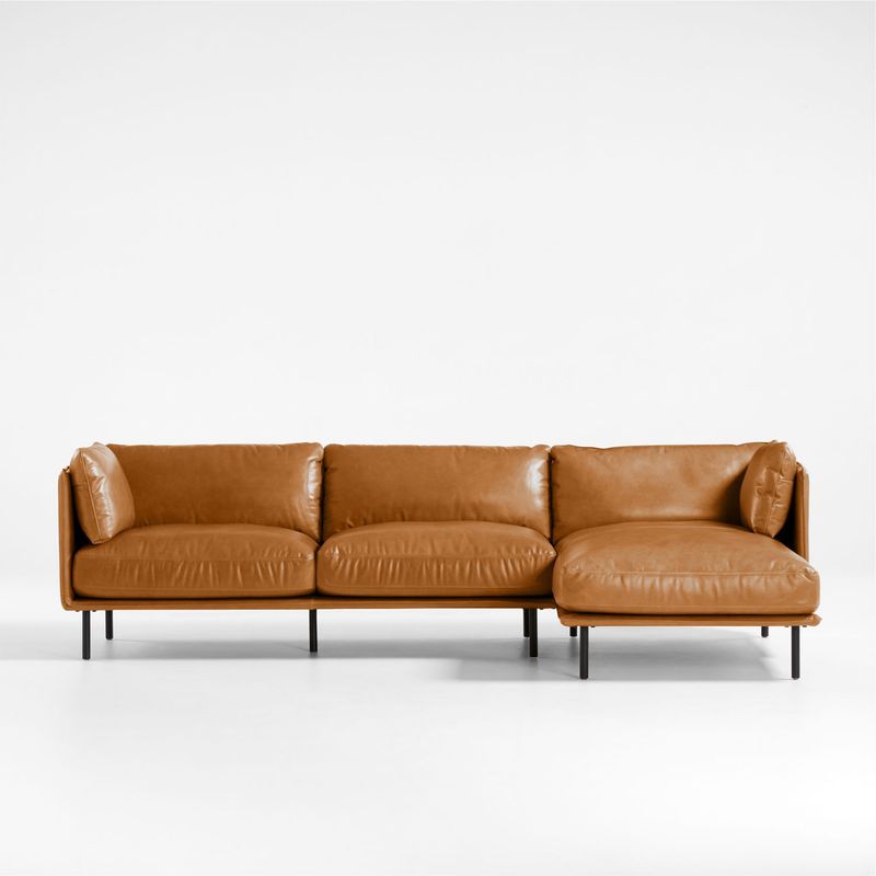 CRATE & BARREL - Sofá en L Wells Derecho Cuero
