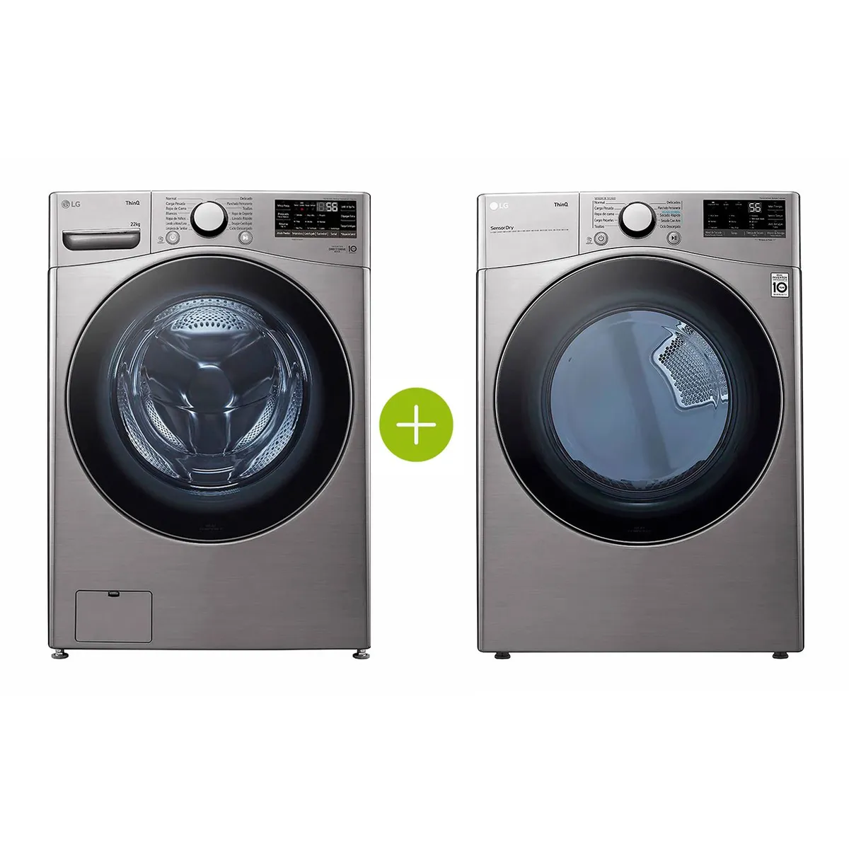LG - Combo Lavadora LG Carga frontal 22 KG WM22VV26R + Secadora LG Gas 22 KG DF22VV2R