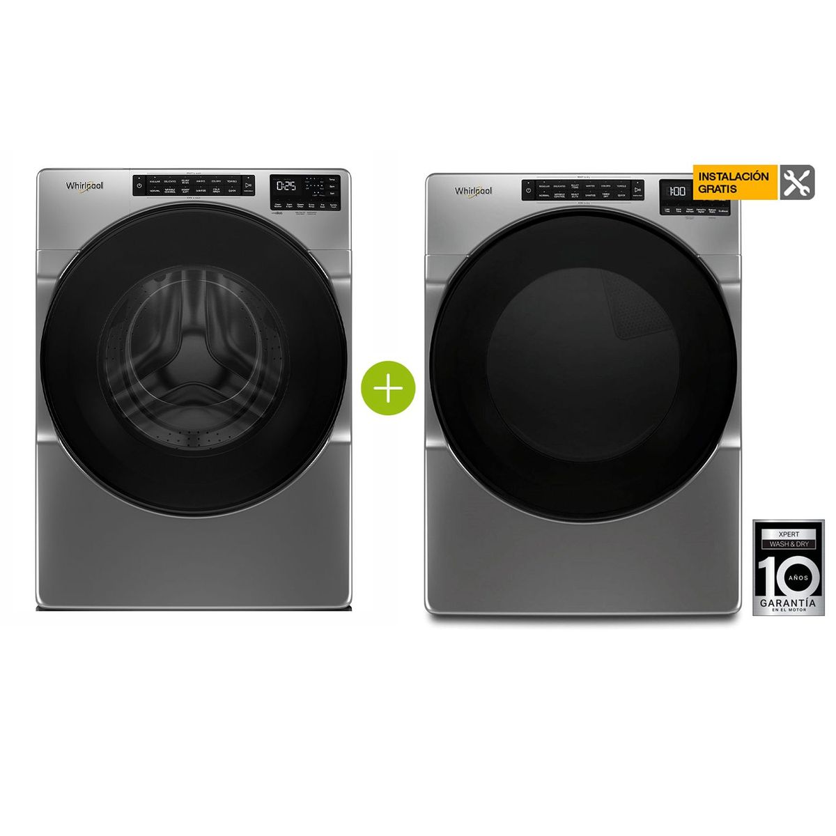 WHIRLPOOL - Combo Lavadora Whirlpool Carga frontal 23 kg 7MWFW6605MC + Secadora Whirlpool Gas natural 23 kg 7MWGD6605MC