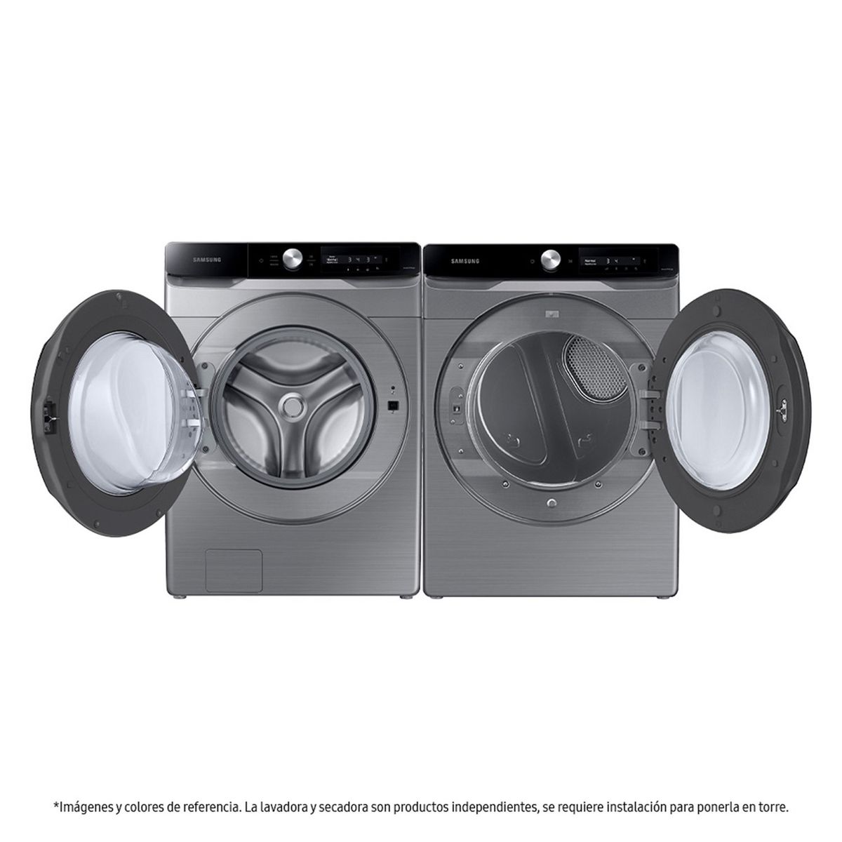 SAMSUNG - Combo Smart Tower Lavadora y Secadora Samsung 22 KG Gris 