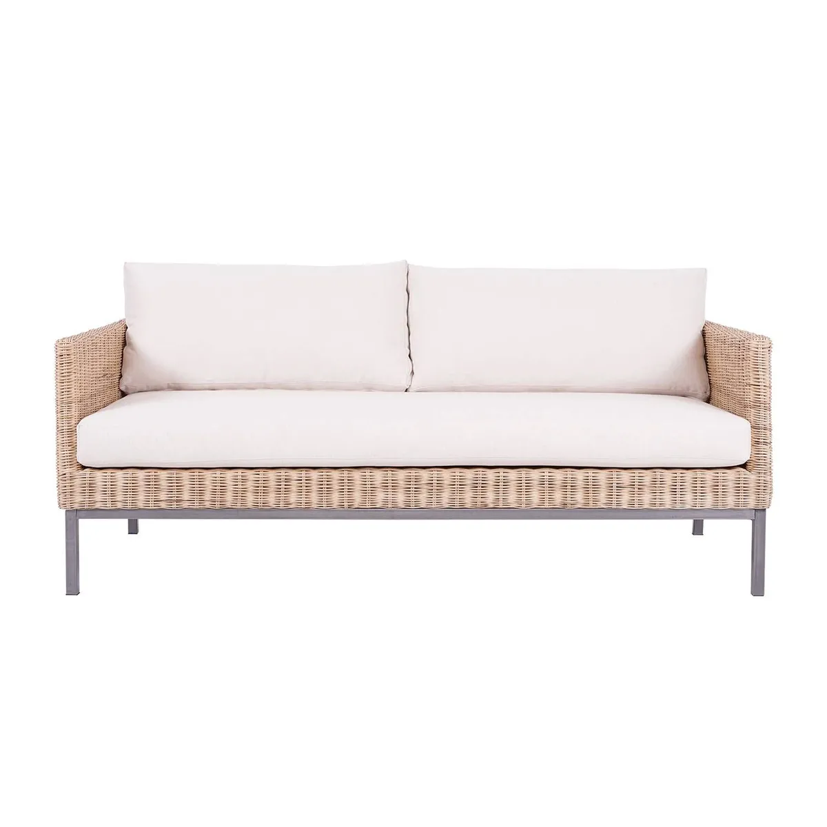 BASEMENT HOME - Juego de Sala de Exterior y Terraza Moderno en Rattán (Sofa 3 Puestos + 2 Poltronas + 1 Mesa de Centro) Gobi Basement Home