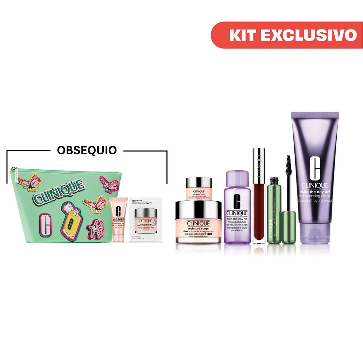 CLINIQUE - Edición exclusiva Online: Kit Clinique Moisture Surge, Limpieza & Maquillaje Incluye: 6 Productos + Cosmetiquera