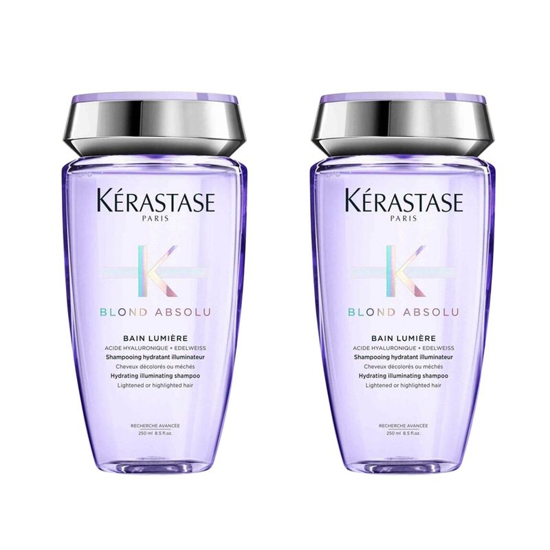 KERASTASE - Shampoos Pack Duo Blond Absolu Lumière neutraliza rubios o decolorados 250ml Kerastase Incluye:2 Productos