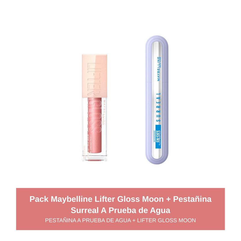 MAYBELLINE - Pack Maybelline Lifter Gloss Moon + Pestañina Surreal A Prueba de Agua