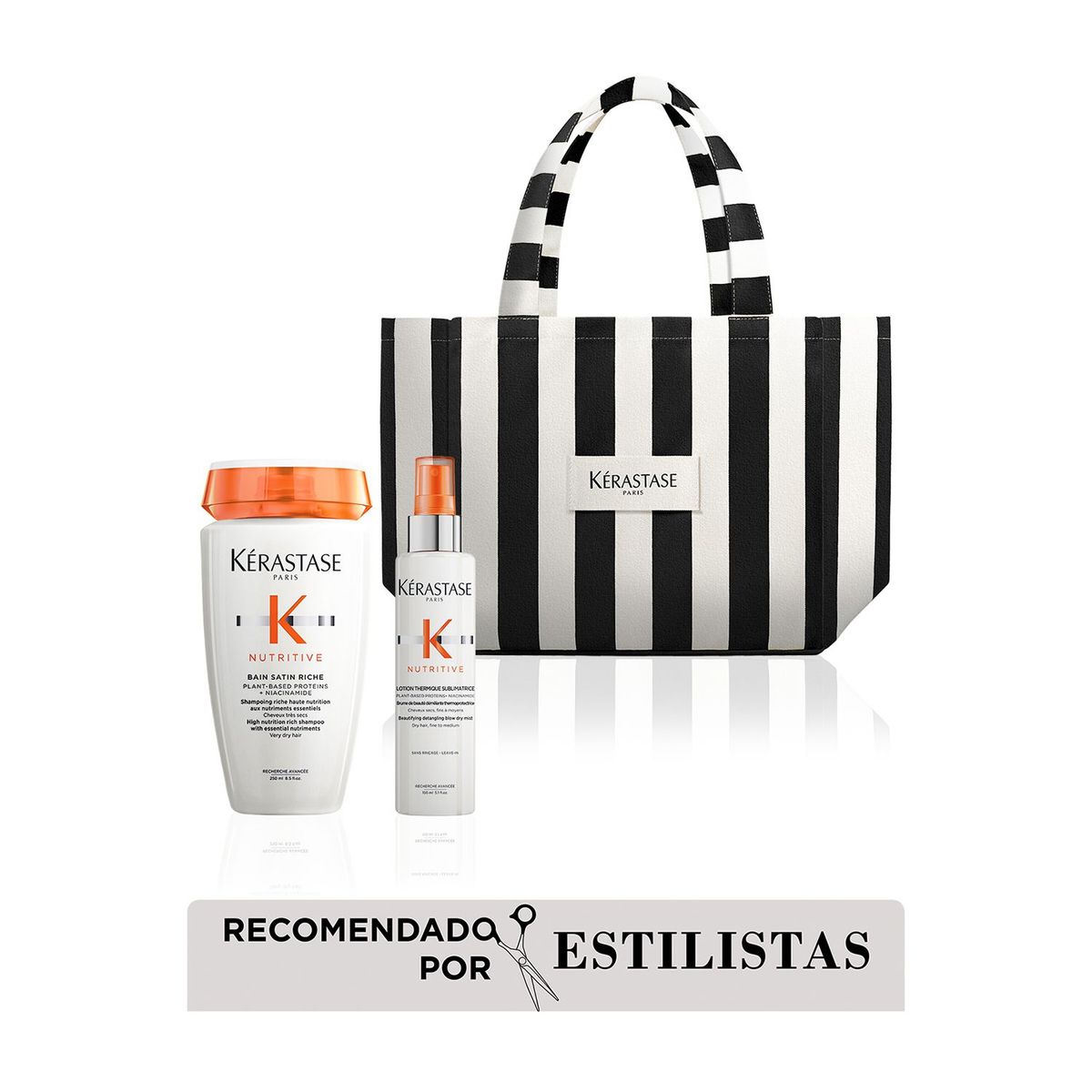 KERASTASE - Kit Nutritive kérastase x Summer -  Bain Satin 250ML, Llotion Thermique 150ML, tote bag Black White