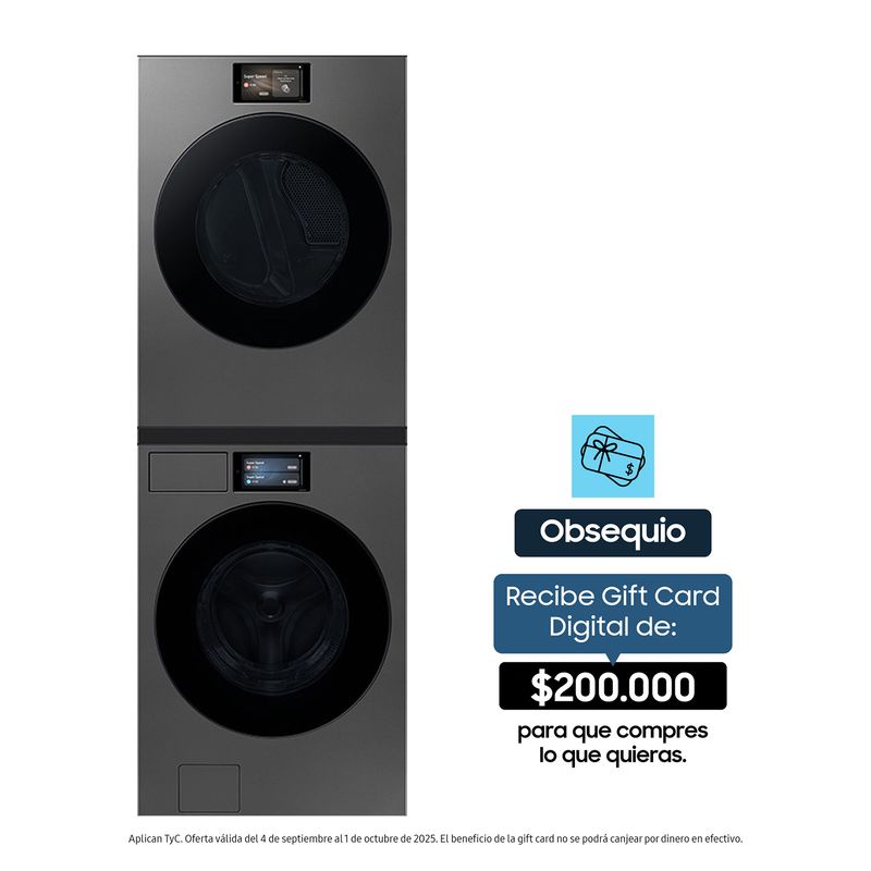 SAMSUNG - Combo Samsung Lavadora 26KG y secadora 24KG WF90F26ADSCO | Pantalla Táctil LCD 7" | Dispensador Automático Jabón y Suavizante