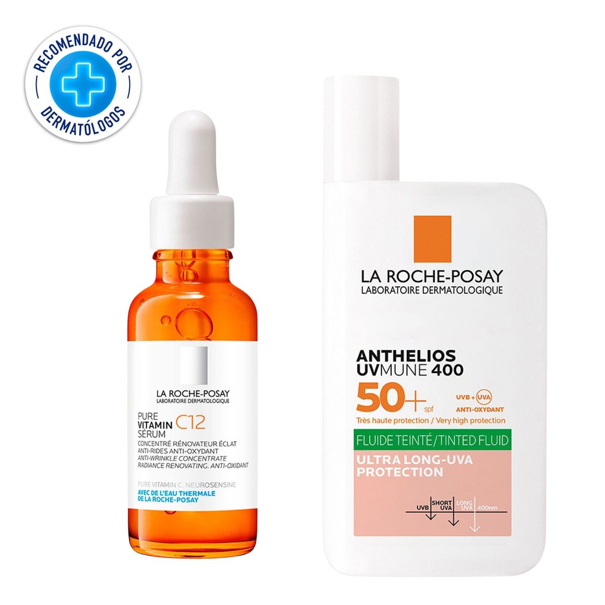 LA ROCHE POSAY - Pack Dúo Oil Anthelios La Roche Posay Fluido Oil control con color 50 ml + Séreum Vit C12   30 ml