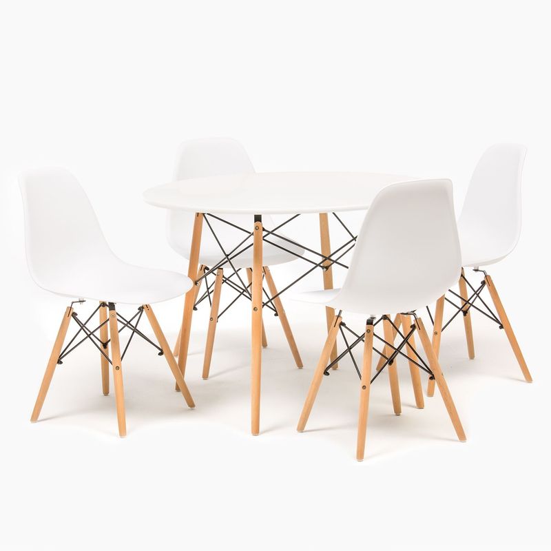 MICA - Juego de Comedor Bilund 4 Puestos Blanco - Mueble