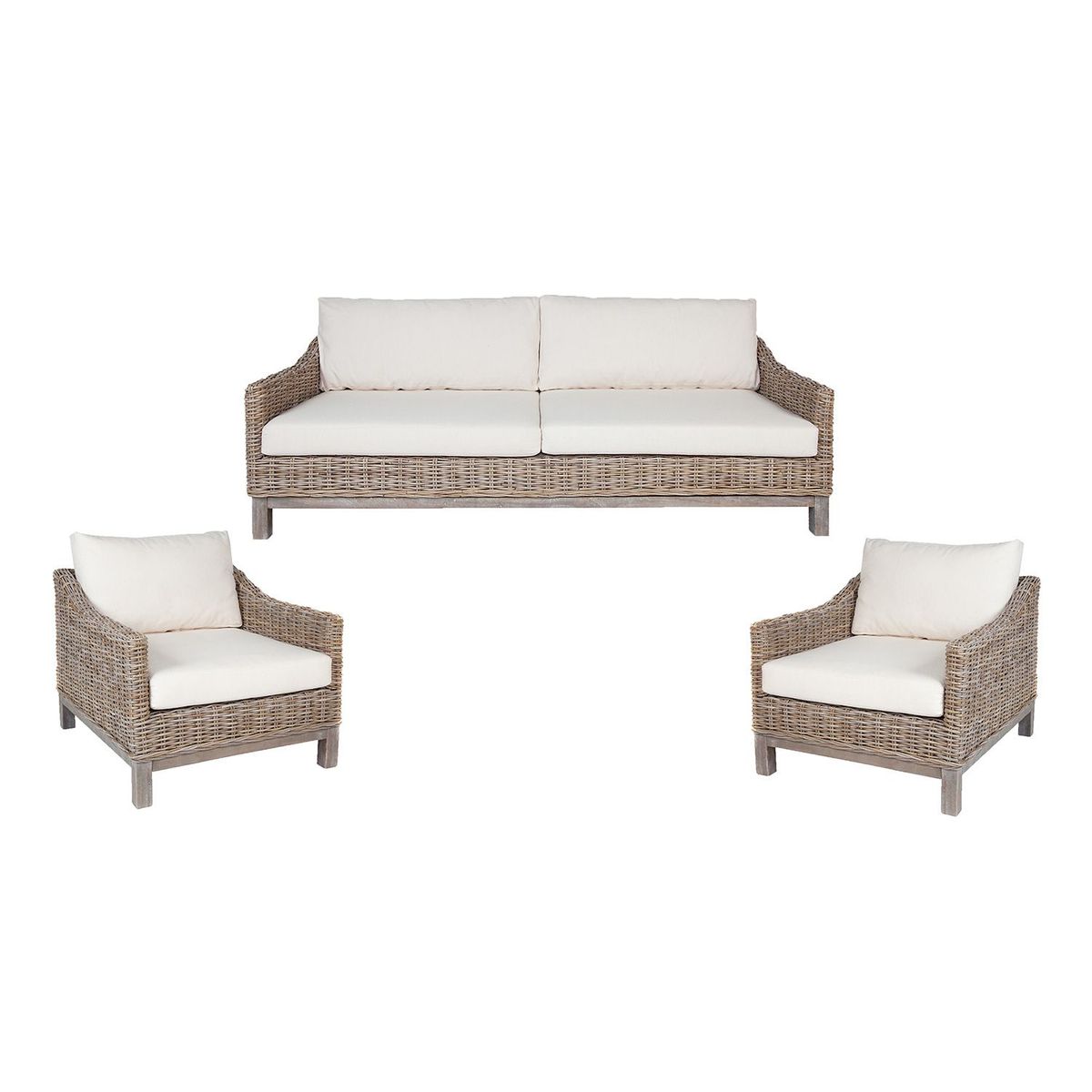 MICA - Juego de Sala de Exterior y Terraza Moderno (Sofá 3 Puestos + 2 Poltronas) Kubu Mica