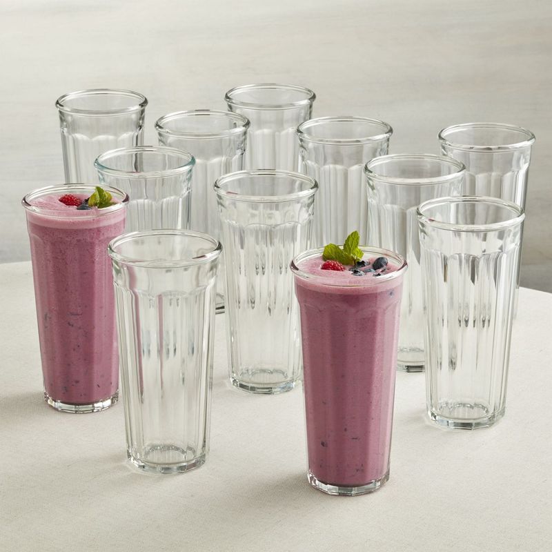 CRATE & BARREL - Juego de 12 Vasos Resistentes Altos