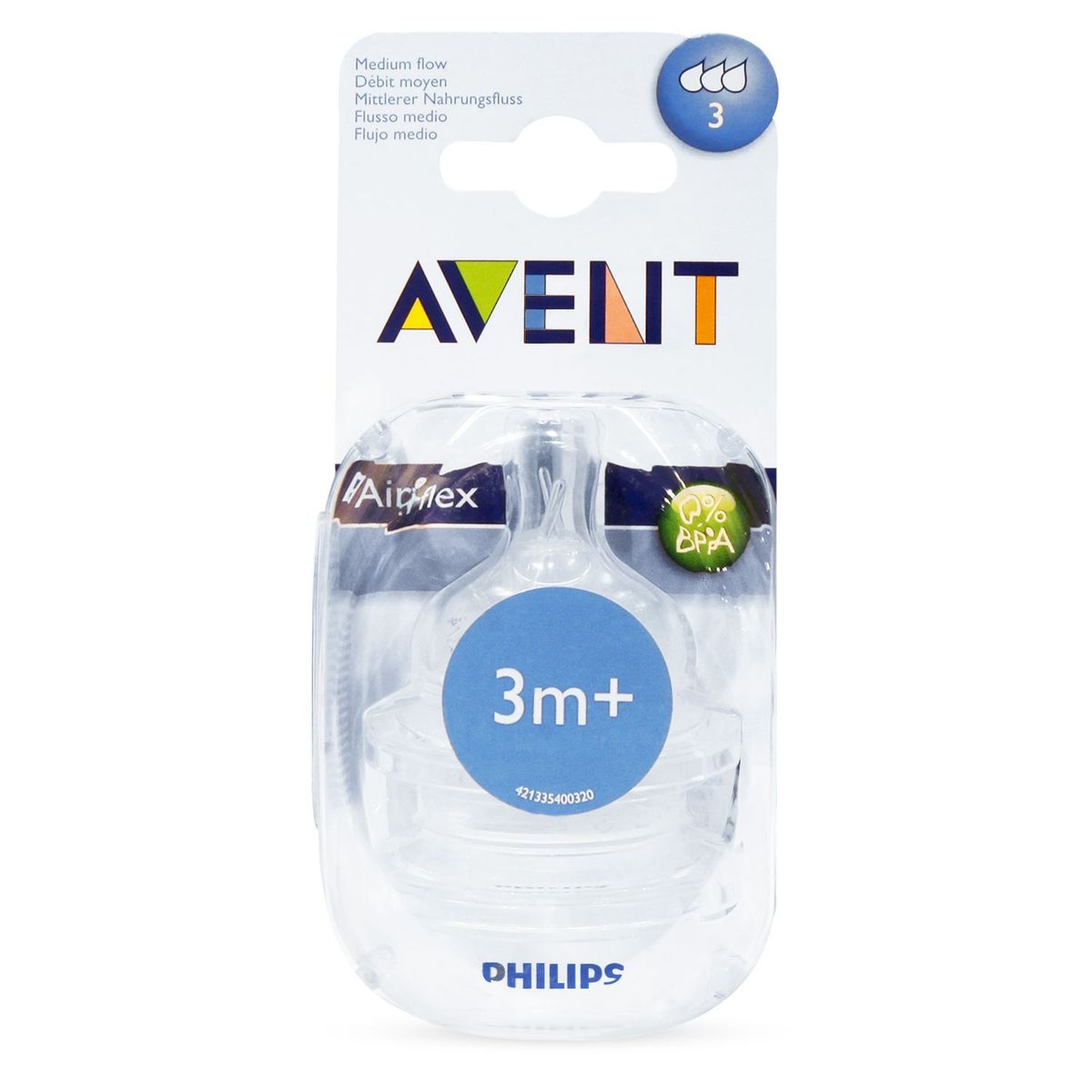 PHILIPS AVENT - Tetina Flujo Mediano Transparente 